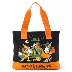 2025 Disney Mickey Mouse and Friends Halloween Canvas Tote Bag Zip Top NEW NWT